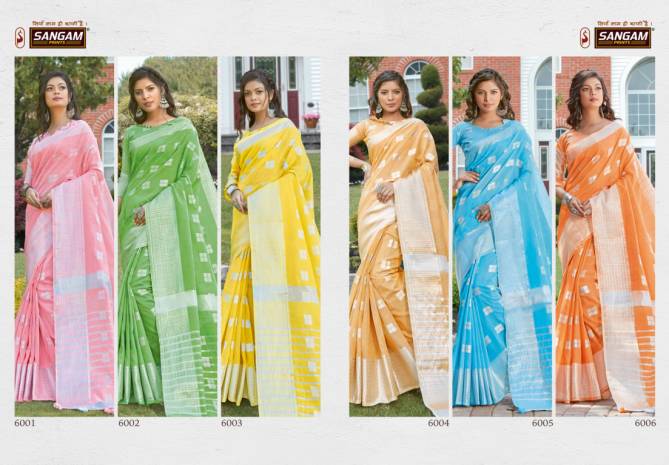 Sangam Blueberry 2 Linen latest fancy Designer casual Wear Cotton Printed Sarees Collection
